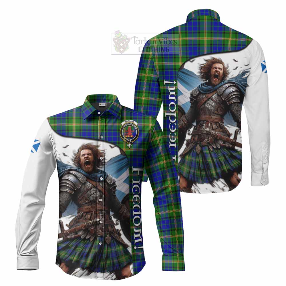 Tartan Vibes Clothing Maitland Crest Tartan Long Sleeve Button Shirt Inspired by the Freedom of Scottish Warrior