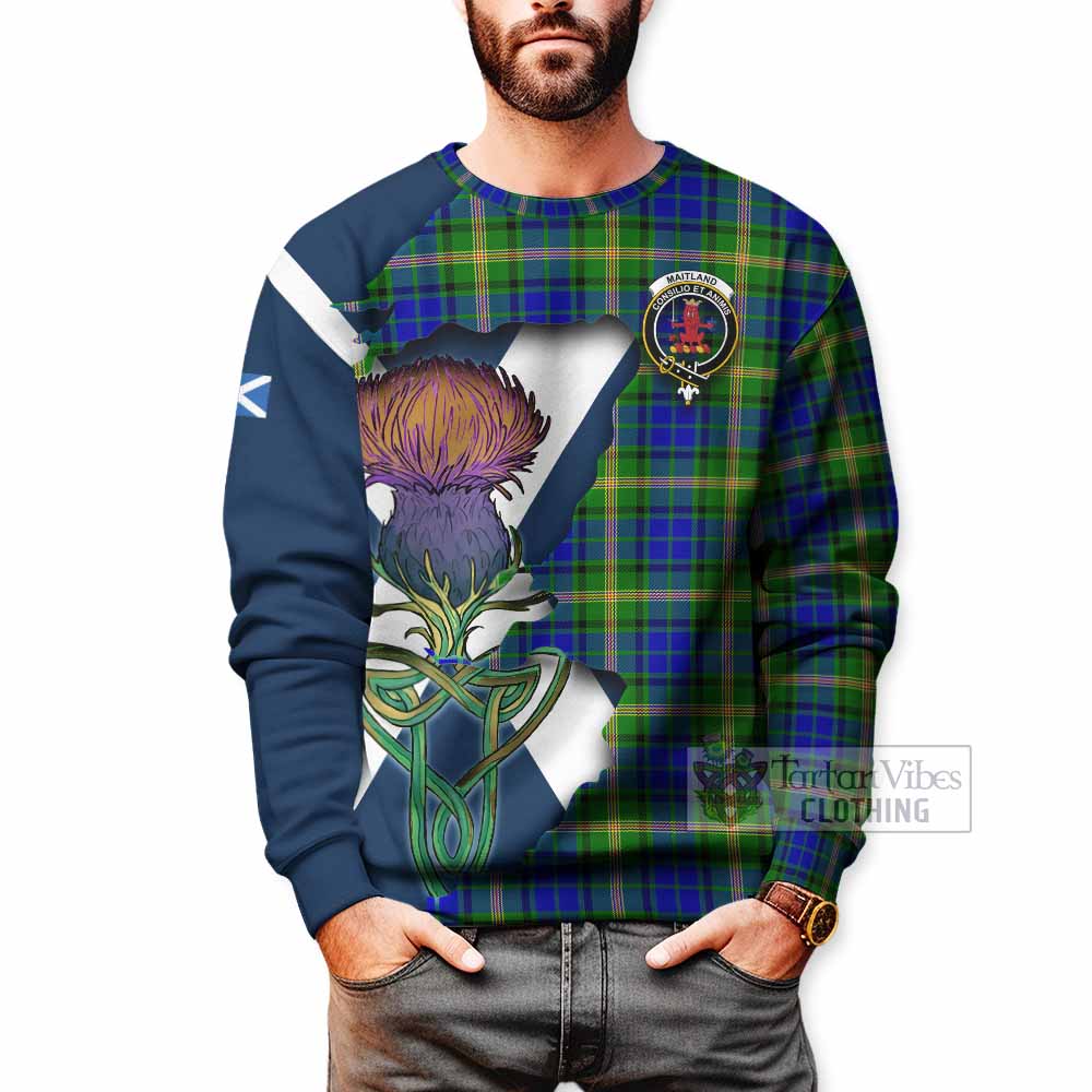 Tartan Vibes Clothing Maitland Tartan Family Crest Sweatshirt Scottish Thistle Celtic Inspired