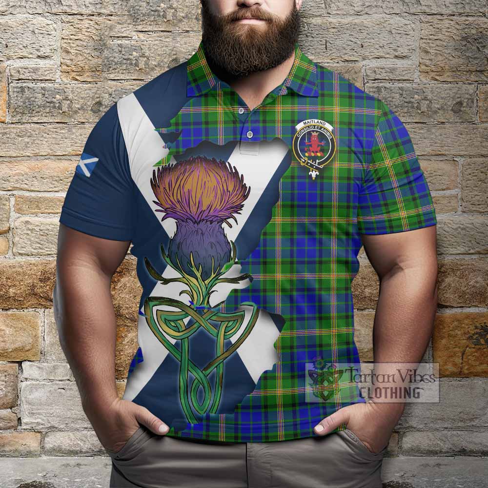 Tartan Vibes Clothing Maitland Tartan Family Crest Polo Shirt Scottish Thistle Celtic Inspired