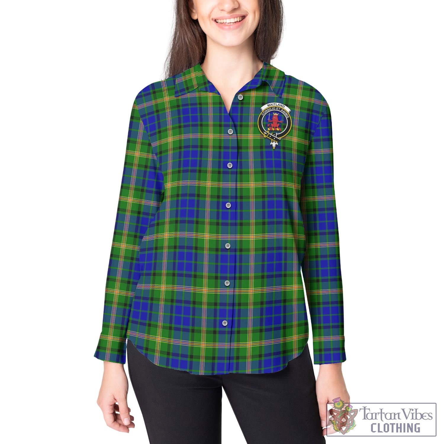 Tartan Vibes Clothing Maitland Tartan Womens Casual Shirt with Family Crest