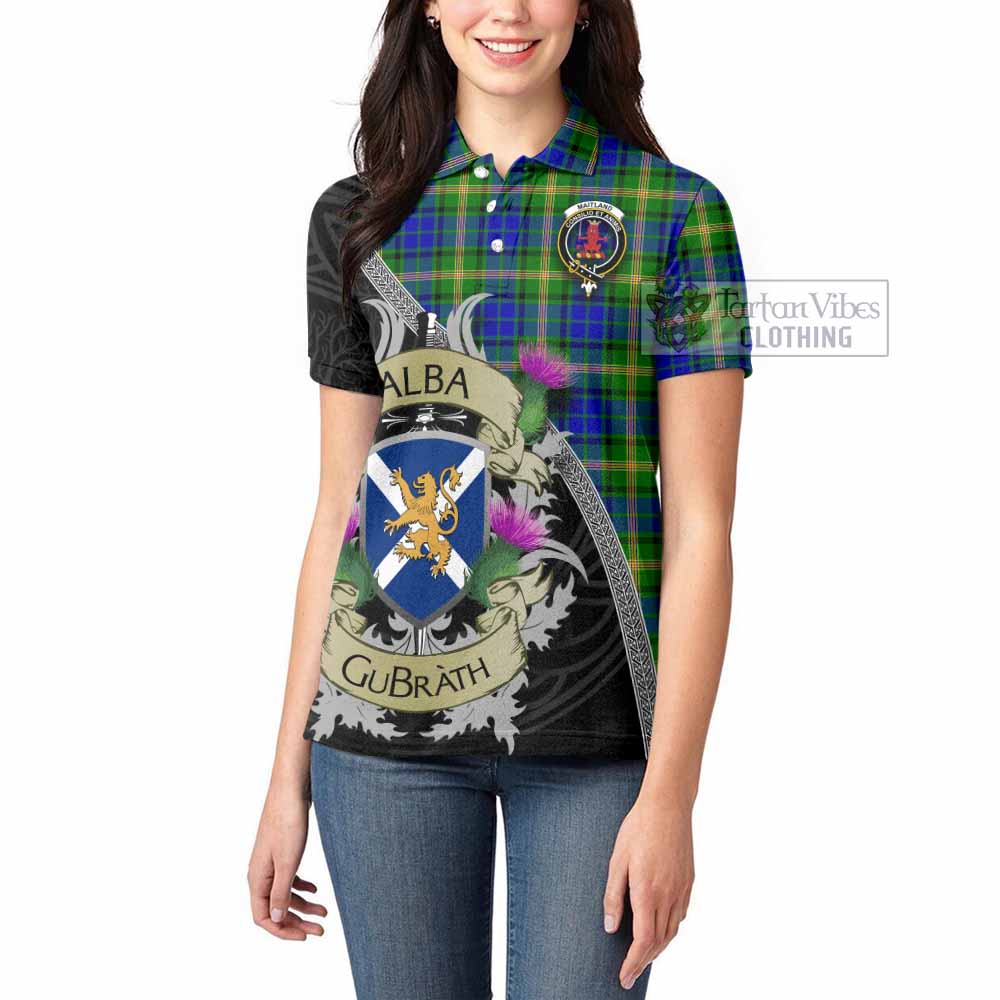Tartan Vibes Clothing Maitland Tartan Family Crest Women's Polo Shirt Lion Rampant Royal Thistle Shield Celtic Inspired