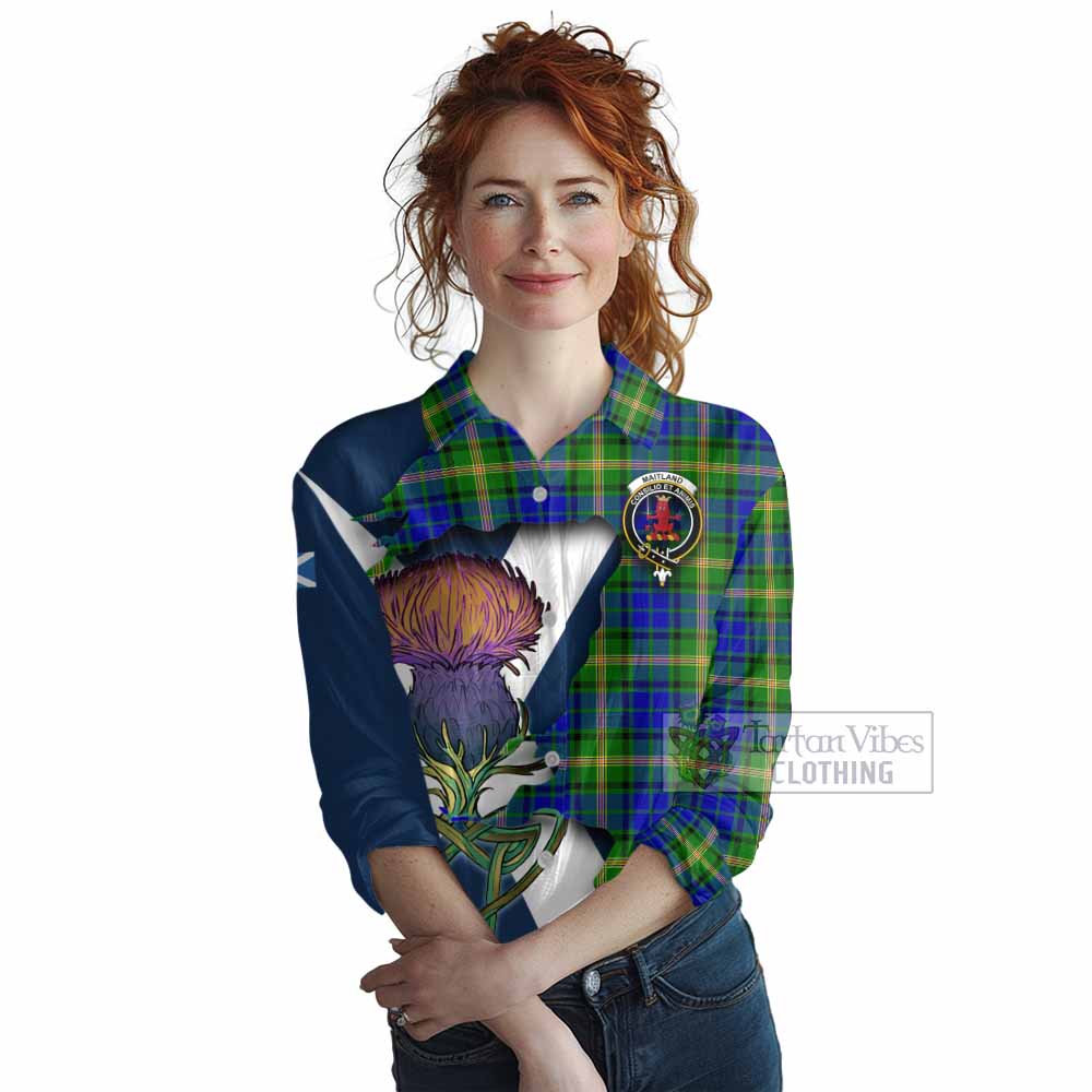 Tartan Vibes Clothing Maitland Tartan Family Crest Women's Casual Shirt Scottish Thistle Celtic Inspired