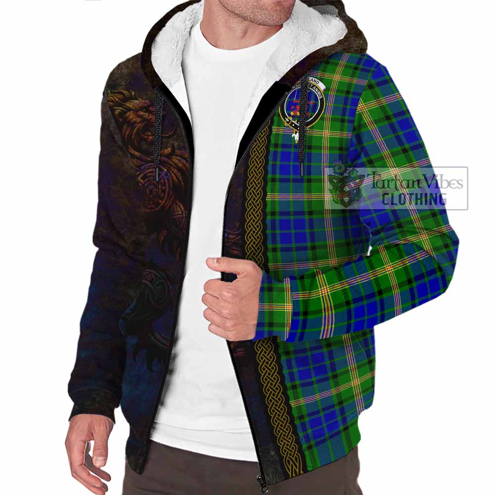 Tartan Vibes Clothing Maitland Tartan Family Crest Sherpa Hoodie Alba Gu Brath Be Brave Lion Ancient Style