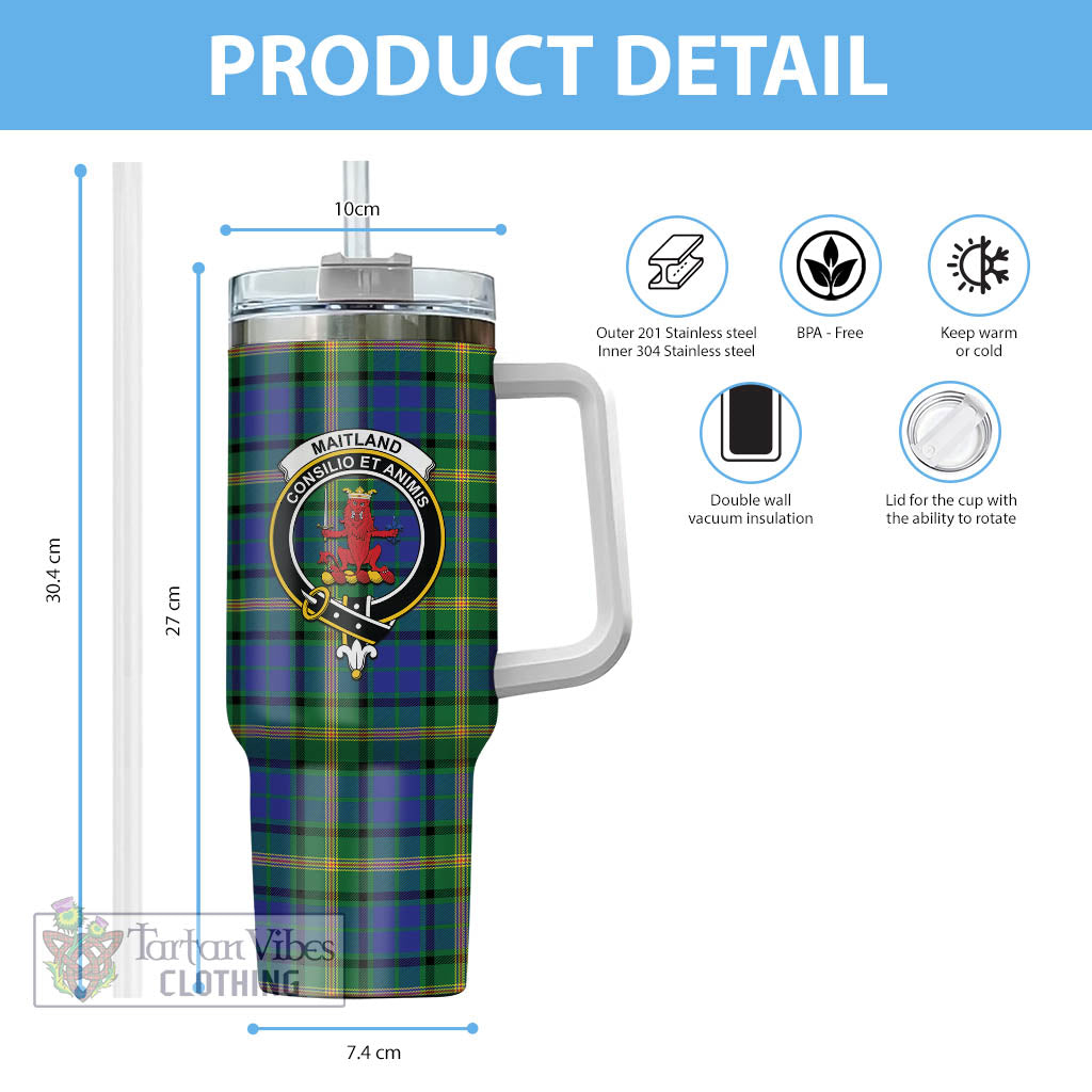 Tartan Vibes Clothing Maitland Tartan and Family Crest Tumbler with Handle
