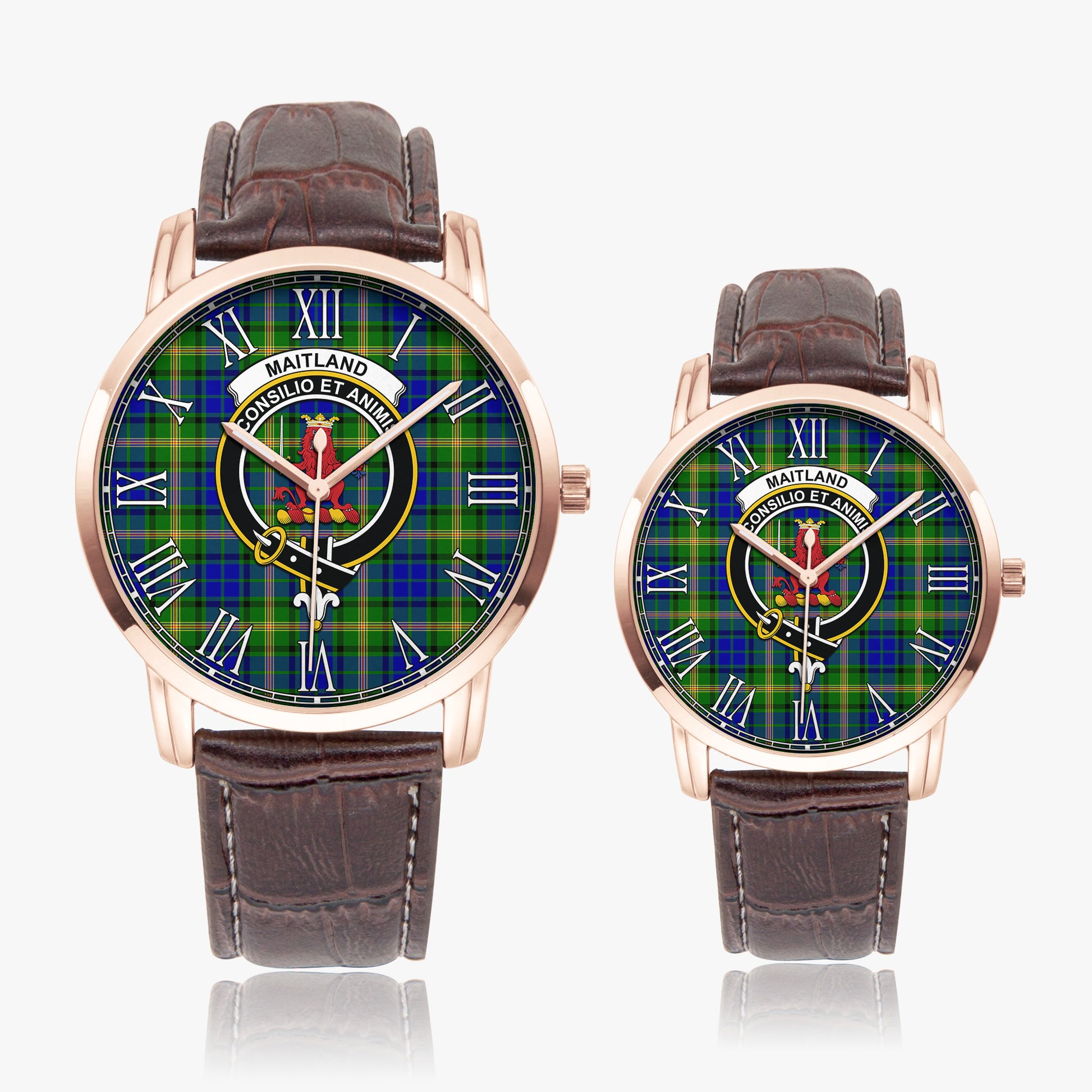 Maitland Tartan Family Crest Leather Strap Quartz Watch - Tartanvibesclothing