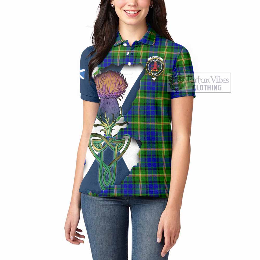 Tartan Vibes Clothing Maitland Tartan Family Crest Women's Polo Shirt Scottish Thistle Celtic Inspired