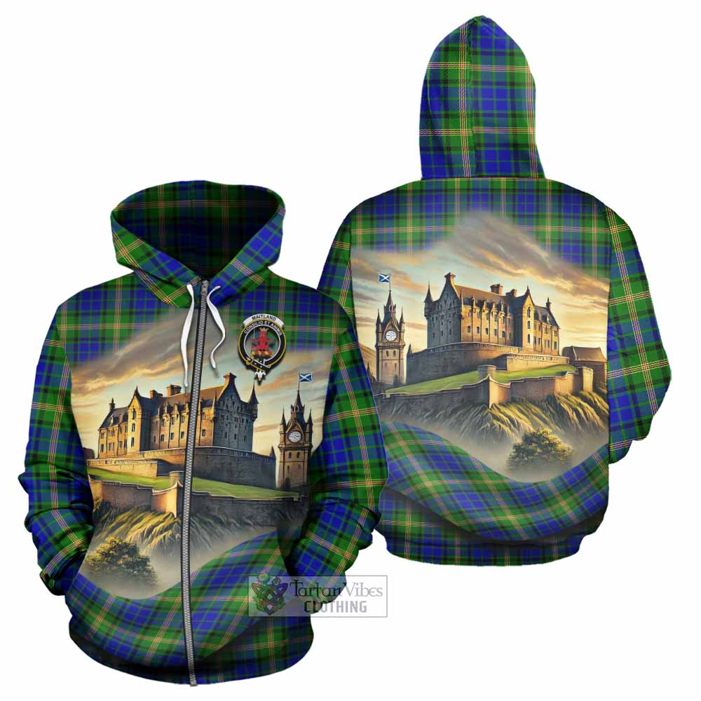 Tartan Vibes Clothing Maitland Tartan Family Crest Hoodie with Scottish Ancient Castle Style