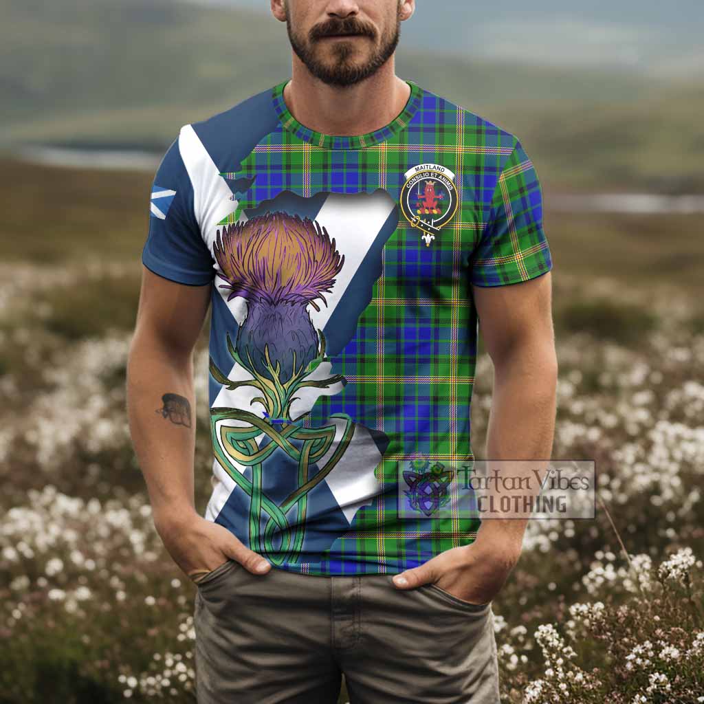 Tartan Vibes Clothing Maitland Tartan Family Crest T-Shirt Scottish Thistle Celtic Inspired