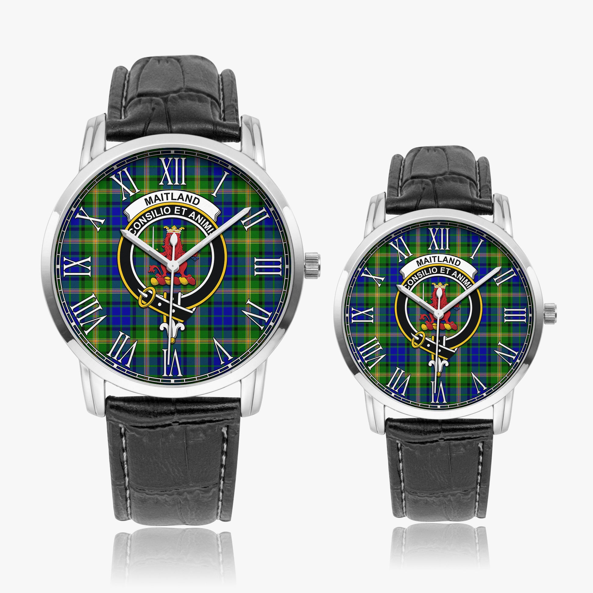 Maitland Tartan Family Crest Leather Strap Quartz Watch - Tartanvibesclothing