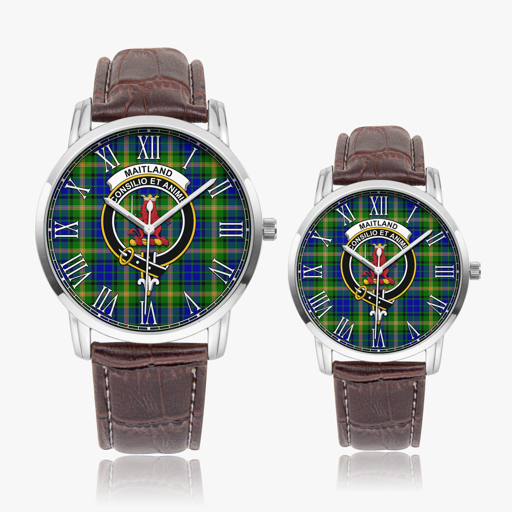 Maitland Tartan Family Crest Leather Strap Quartz Watch - Tartanvibesclothing