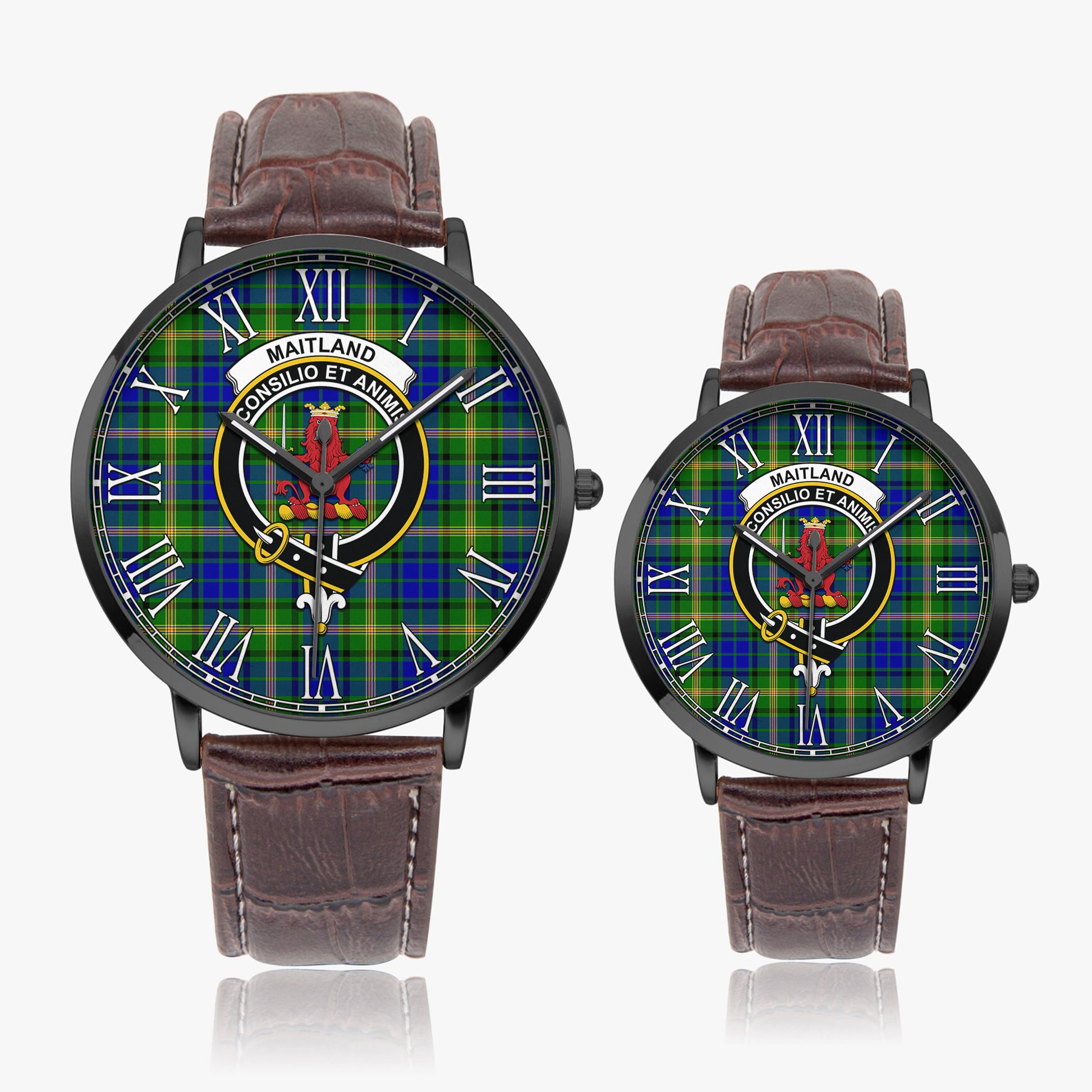 Maitland Tartan Family Crest Leather Strap Quartz Watch - Tartanvibesclothing