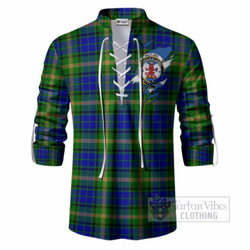 Maitland Clan Crest In Me Tartan Ghillie Shirt Scotland Flag Style