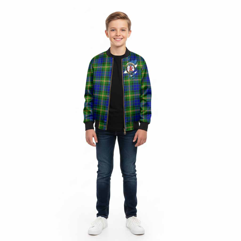 Maitland Clan Crest In Me Tartan Kid Bomber Jacket Scotland Flag Style