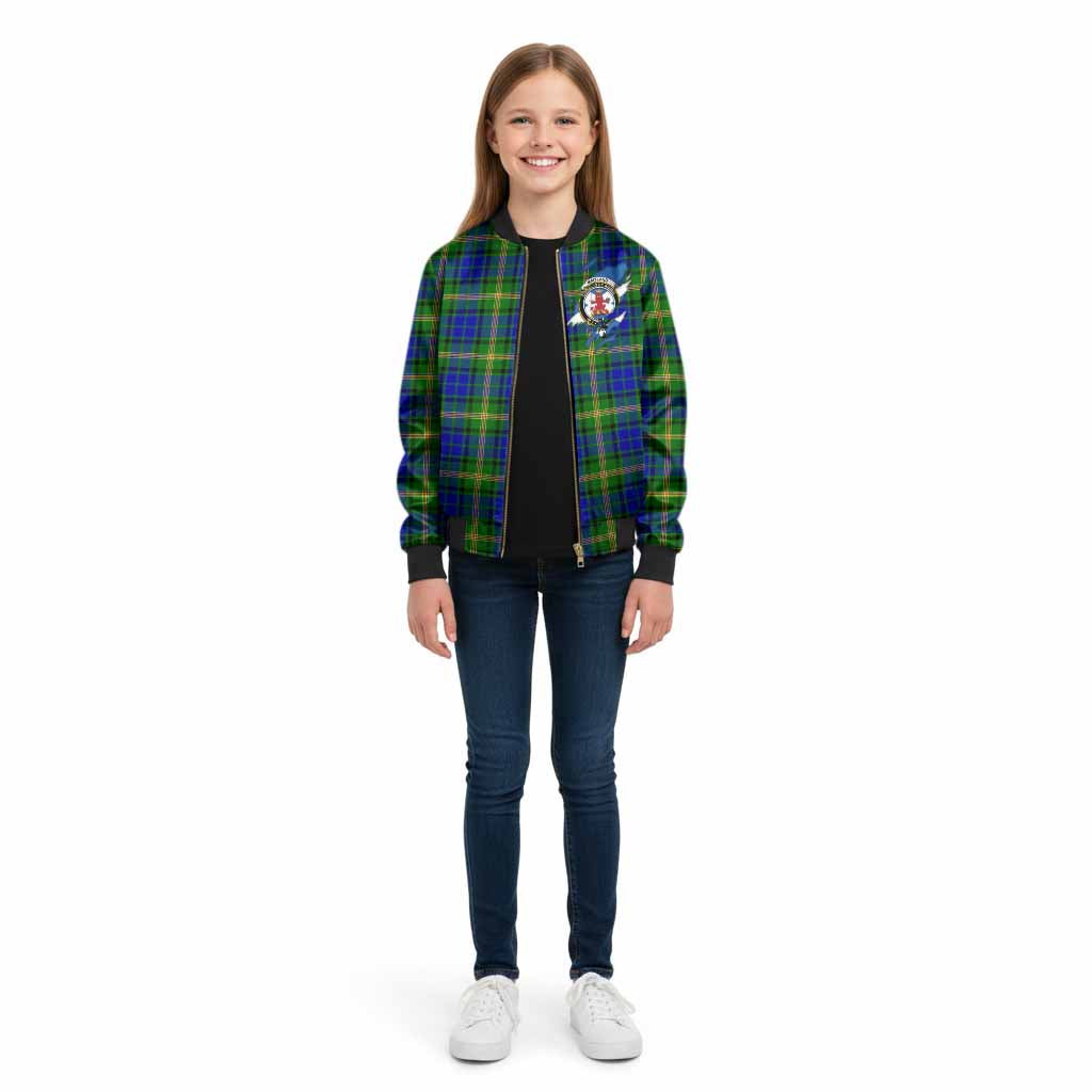 Maitland Clan Crest In Me Tartan Kid Bomber Jacket Scotland Flag Style
