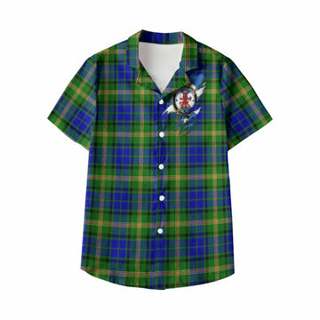 Maitland Clan Crest In Me Tartan Kid Hawaiian Shirt Scotland Flag Style