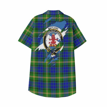Maitland Clan Crest In Me Tartan Kid Hawaiian Shirt Scotland Flag Style