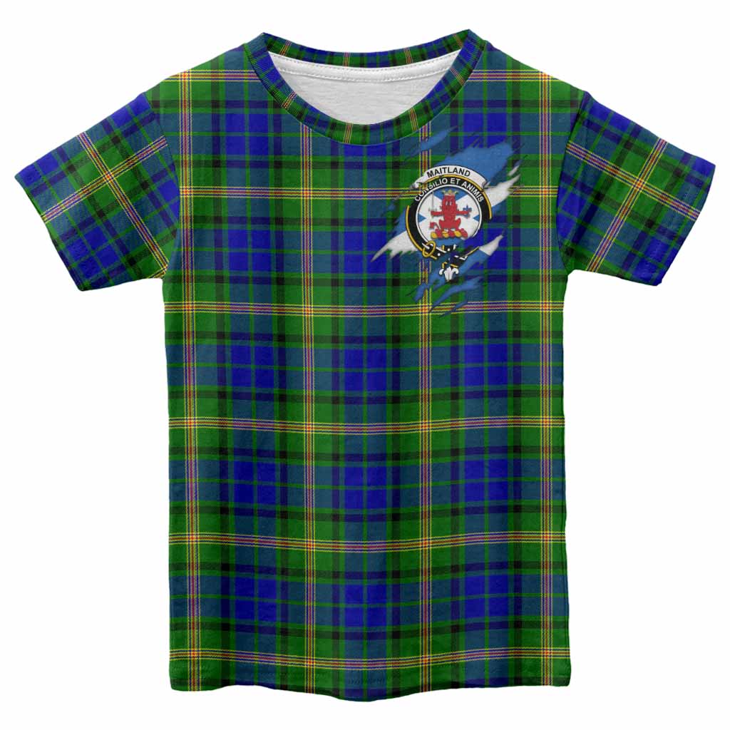 Maitland Clan Crest In Me Tartan Kid T-shirt Scotland Flag Style