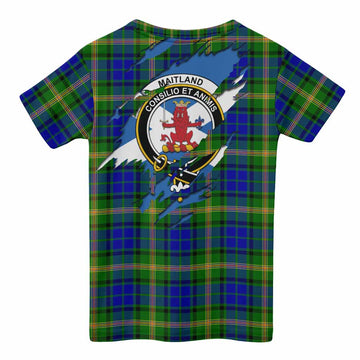 Maitland Clan Crest In Me Tartan Kid T-shirt Scotland Flag Style