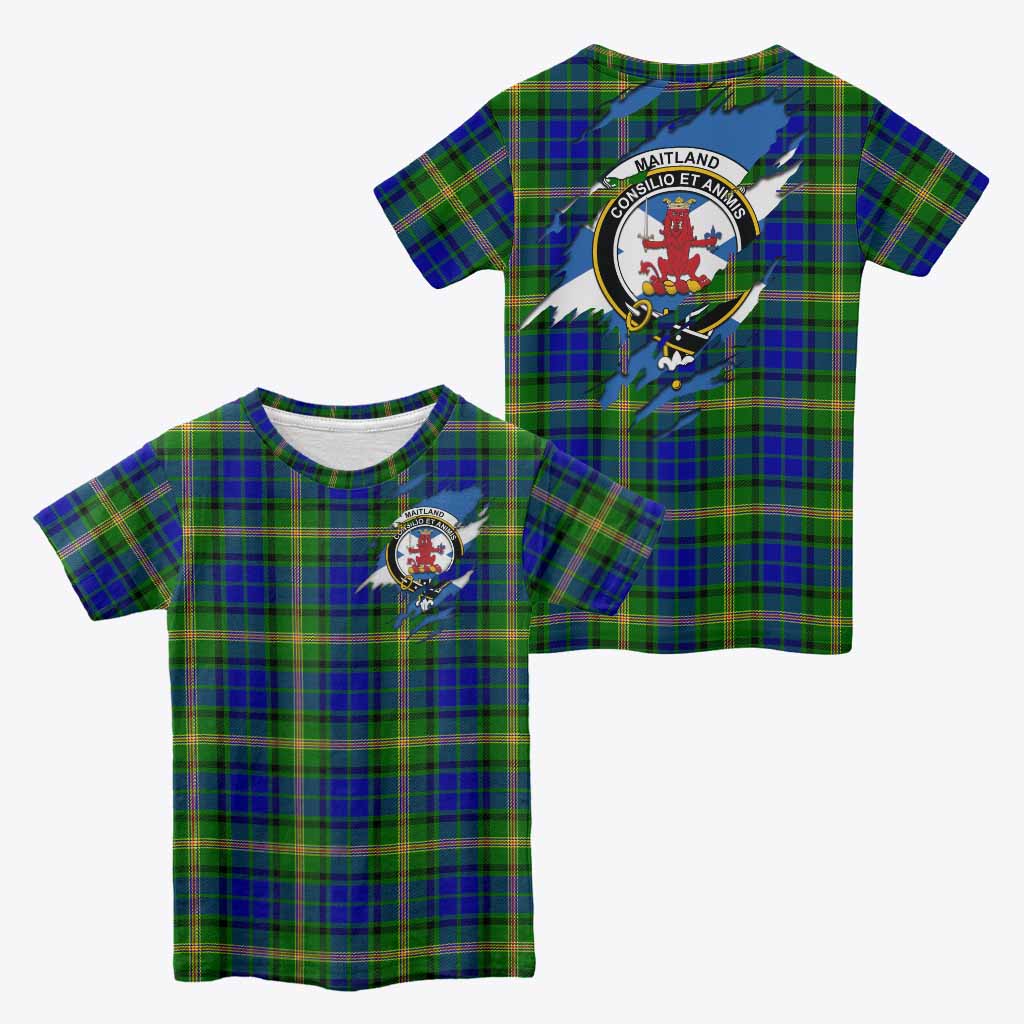 Maitland Clan Crest In Me Tartan Kid T-shirt Scotland Flag Style