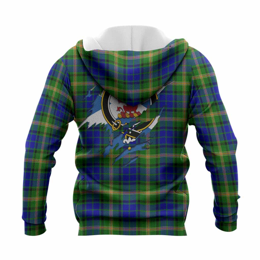 Maitland Clan Crest In Me Tartan Knitted Hoodie Scotland Flag Style