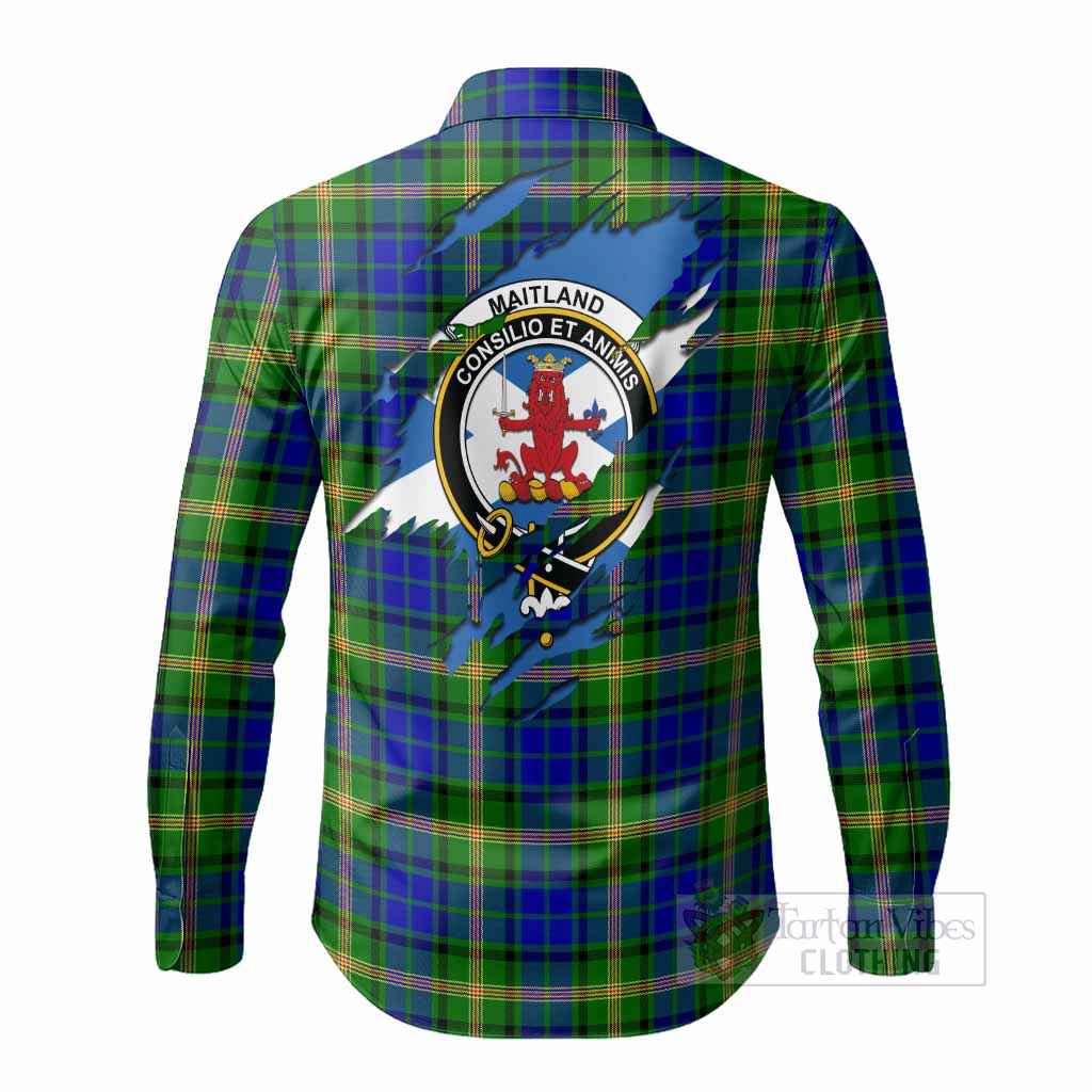 Maitland Clan Crest In Me Tartan Long Sleeve Button Shirts Scotland Flag Style