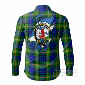 Maitland Clan Crest In Me Tartan Long Sleeve Button Shirts Scotland Flag Style