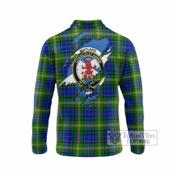 Maitland Clan Crest In Me Tartan Long Sleeve Polo Shirt Scotland Flag Style