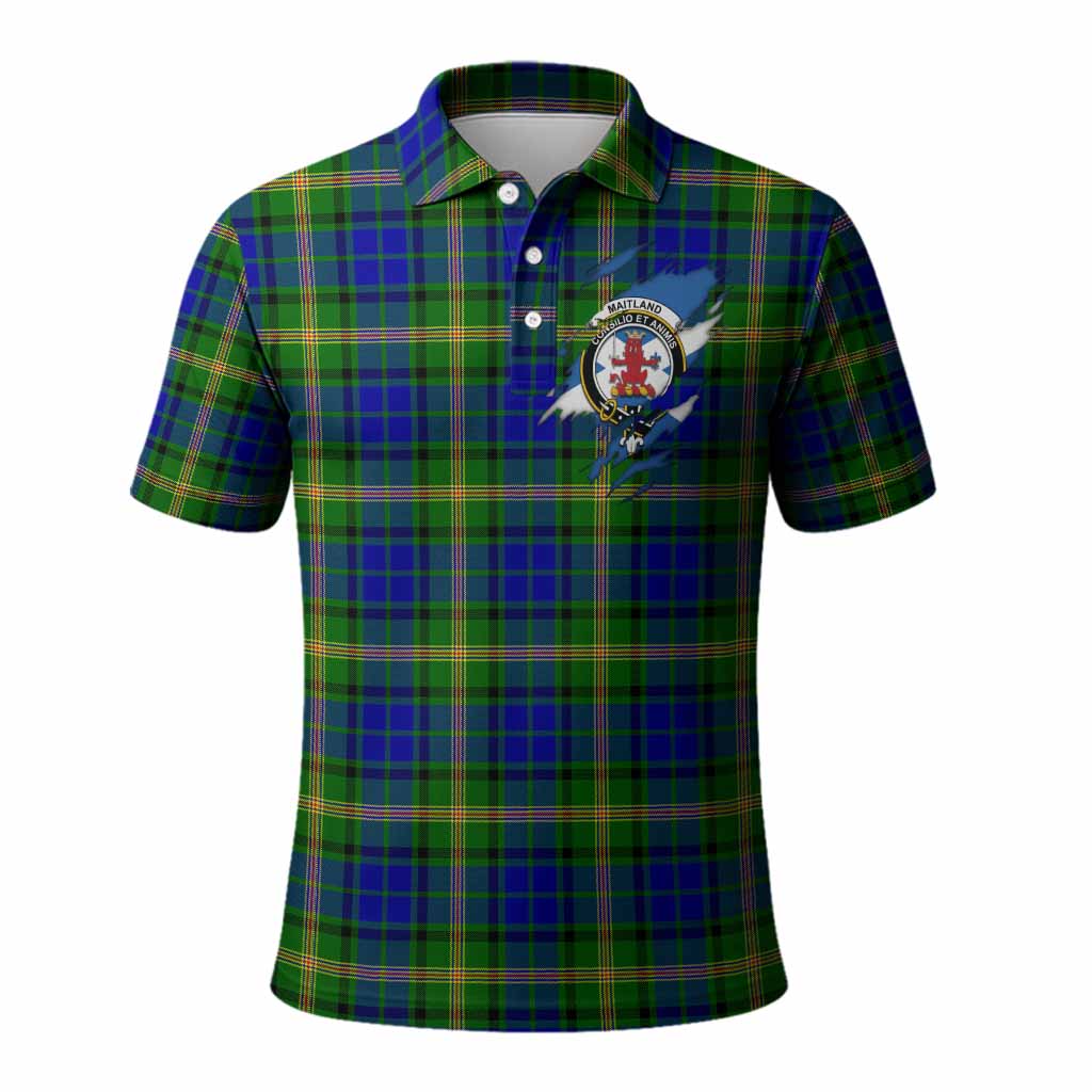 Maitland Clan Crest In Me Tartan Polo Shirt Scotland Flag Style