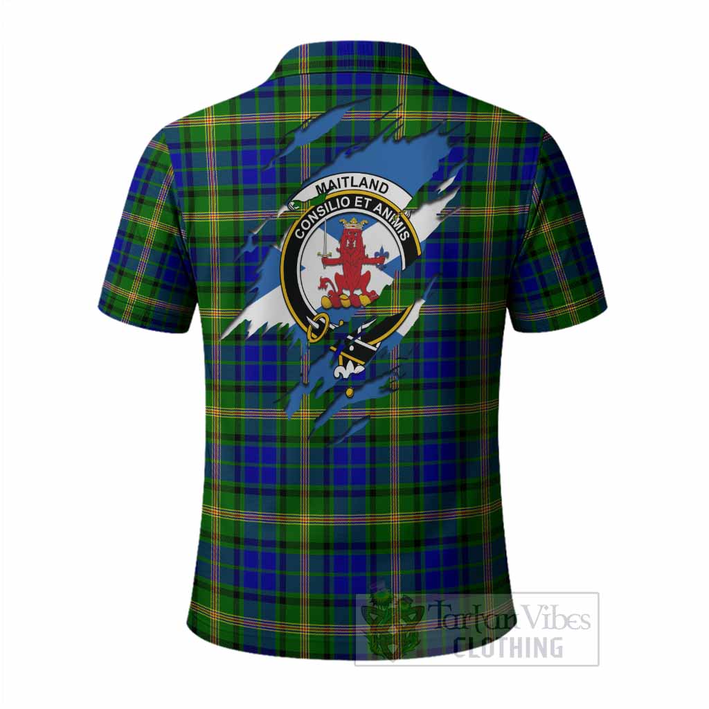 Maitland Clan Crest In Me Tartan Polo Shirt Scotland Flag Style