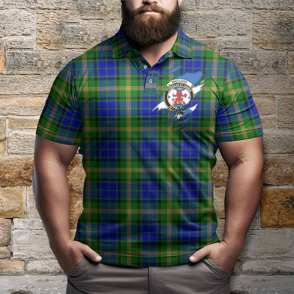 Maitland Clan Crest In Me Tartan Polo Shirt Scotland Flag Style