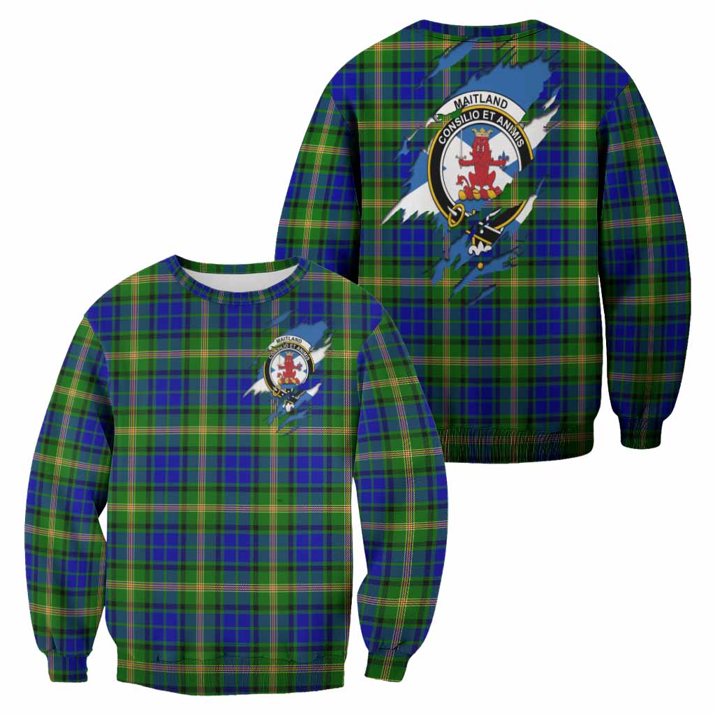 Maitland Clan Crest In Me Tartan Sweatshirt Scotland Flag Style