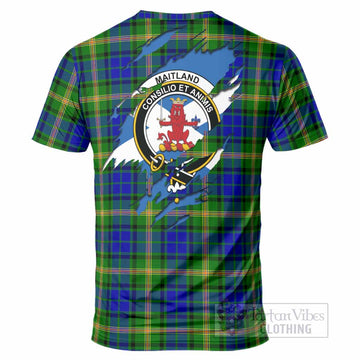 Maitland Clan Crest In Me Tartan T-Shirt Scotland Flag Style