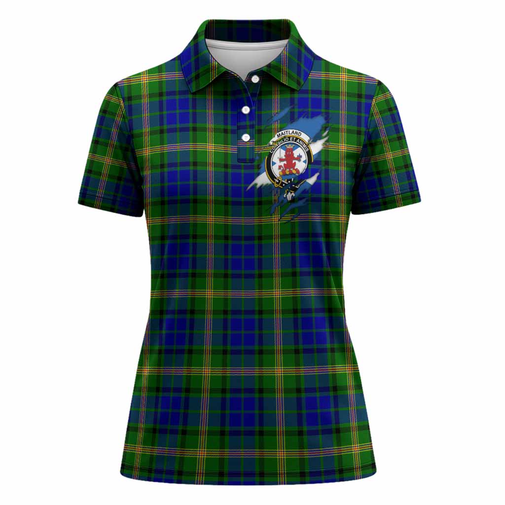 Maitland Clan Crest In Me Tartan Women Polo Shirt Scotland Flag Style