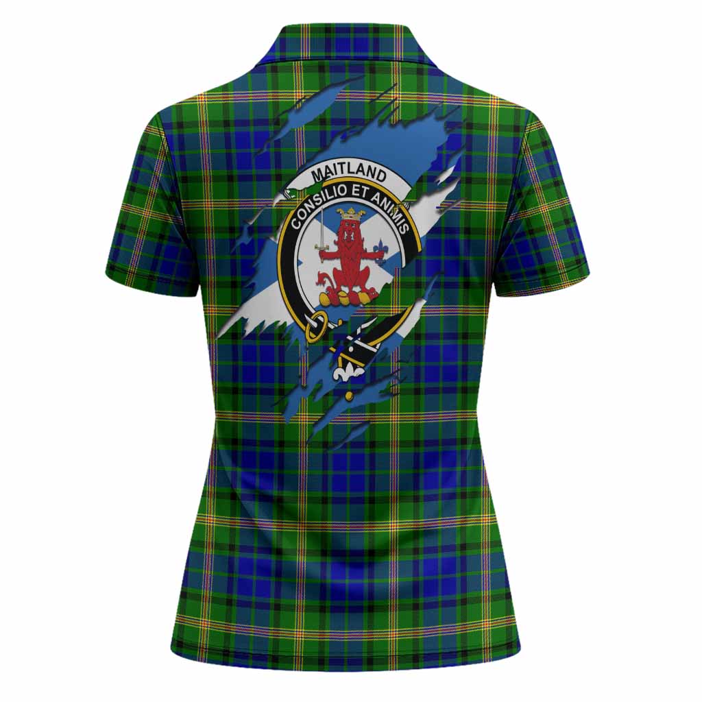 Maitland Clan Crest In Me Tartan Women Polo Shirt Scotland Flag Style