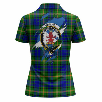 Maitland Clan Crest In Me Tartan Women Polo Shirt Scotland Flag Style