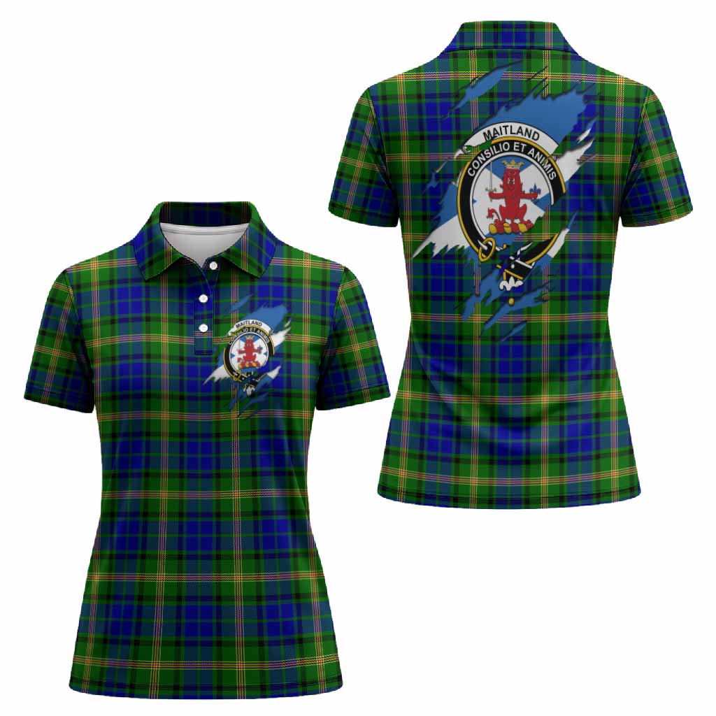 Maitland Clan Crest In Me Tartan Women Polo Shirt Scotland Flag Style