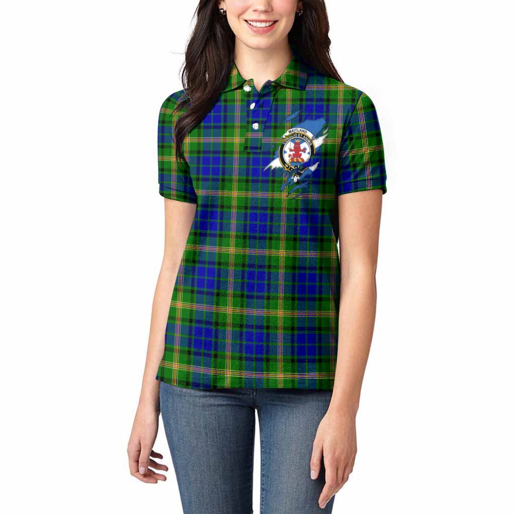 Maitland Clan Crest In Me Tartan Women Polo Shirt Scotland Flag Style