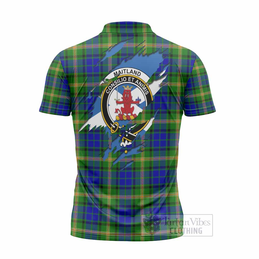 Maitland Clan Crest In Me Tartan Zipper Polo Shirt Scotland Flag Style