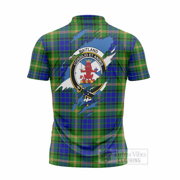 Maitland Clan Crest In Me Tartan Zipper Polo Shirt Scotland Flag Style
