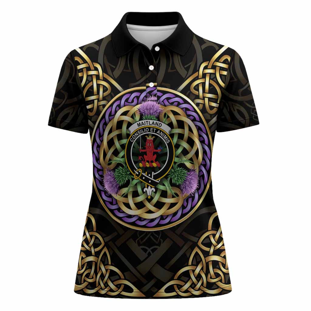 Maitland Clan Crest Women Polo Shirt Celtic Scottish Thistle