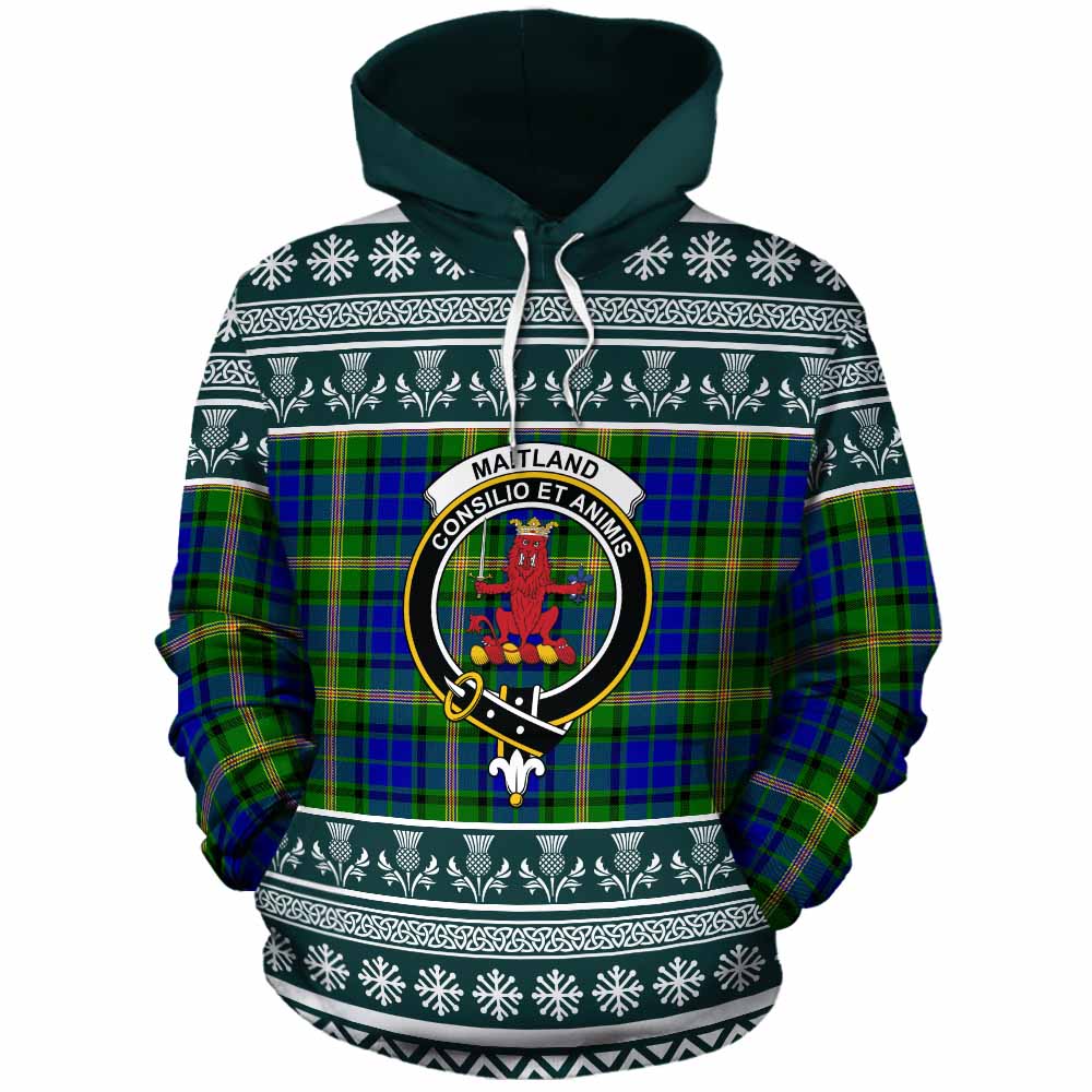 Maitland Clan Tartan Christmas Cotton Hoodie with Family Crest - Tartan Vibes Clothing