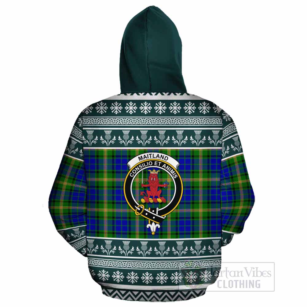 Maitland Clan Tartan Christmas Cotton Hoodie with Family Crest - Tartan Vibes Clothing