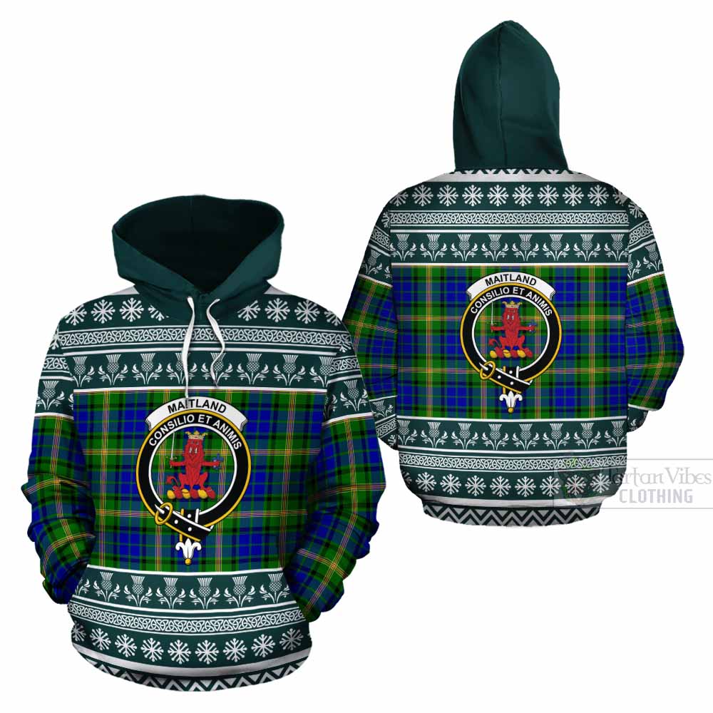 Maitland Clan Tartan Christmas Cotton Hoodie with Family Crest - Tartan Vibes Clothing