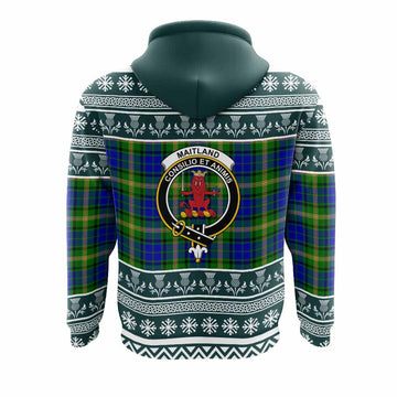 Maitland Clan Tartan Christmas Hoodie with Family Crest