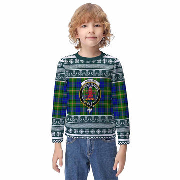 Maitland Clan Tartan Christmas Kid Ugly Sweatshirt with Family Crest