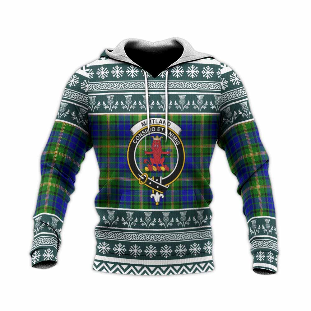 Maitland Clan Tartan Christmas Knitted Hoodie with Family Crest - Tartan Vibes Clothing
