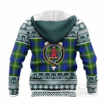 Maitland Clan Tartan Christmas Knitted Hoodie with Family Crest