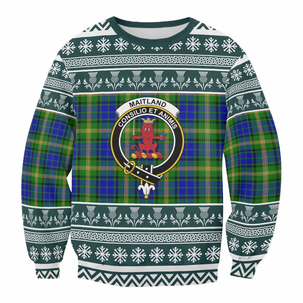 Maitland Clan Tartan Christmas Sweatshirt with Family Crest - Tartan Vibes Clothing