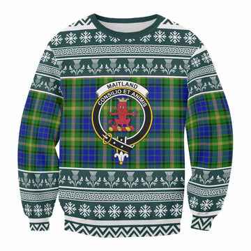 Maitland Clan Tartan Christmas Sweatshirt with Family Crest