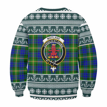 Maitland Clan Tartan Christmas Sweatshirt with Family Crest